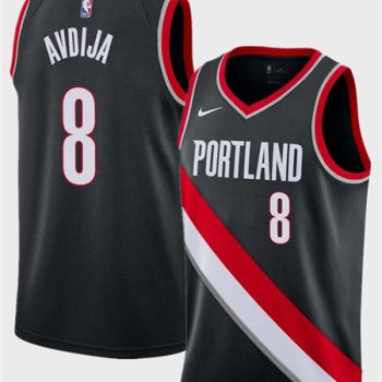 Men's Portland Trail Blazers #8 Deni Avdija Black Icon Edition Stitched Basketball Jersey