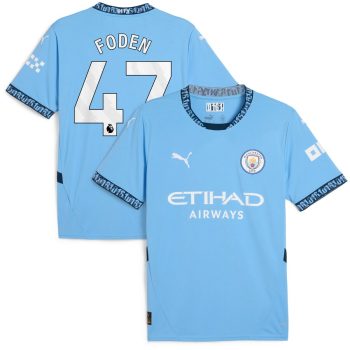 Phil Foden Manchester City 2024/25 Home Replica Player Jersey - Light Blue