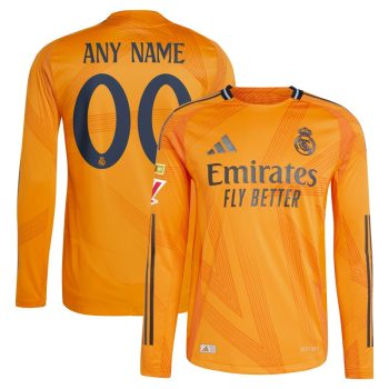 Real Madrid 2024/25 Away Long Sleeve Custom Jersey - Orange