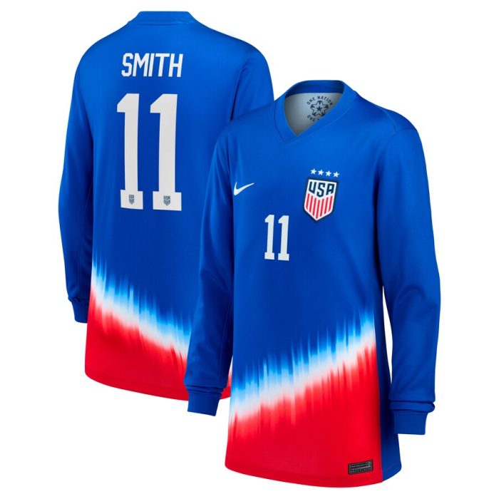 Sophia Smith USWNT Youth 2024 Away Stadium Replica Player Long Sleeve Jersey-Royal