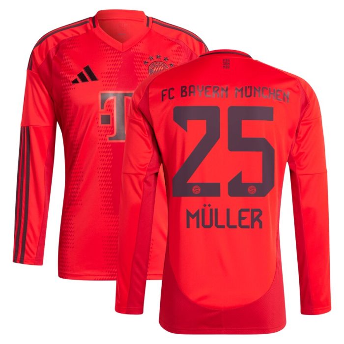 Thomas Muller Bayern Munich 2024/25 Home Replica Long Sleeve Player Jersey - Red