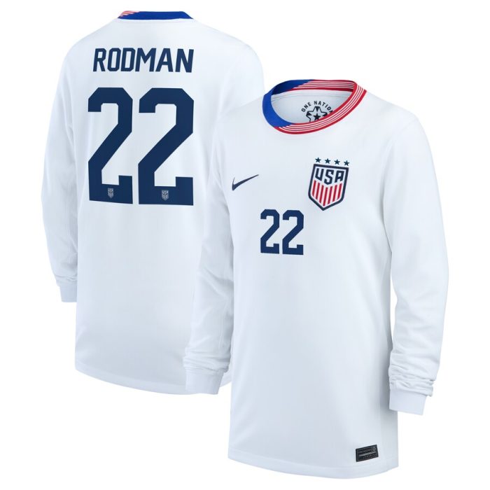 Trinity Rodman USWNT Youth 2024 Home Replica Long Sleeve Jersey - White