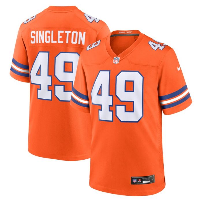 Alex Singleton Denver Broncos Mile High Collection 1977 Throwback Player Game Jersey - Orange