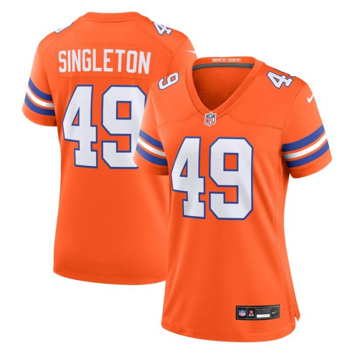 Alex Singleton Denver Broncos Women's Mile High Collection 1977 Throwback Player Game Jersey - Orange