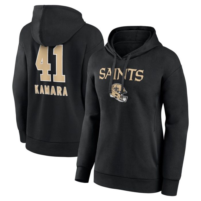 Alvin Kamara New Orleans Saints Women's Team Wordmark Player Name & Number Pullover Hoodie - Black