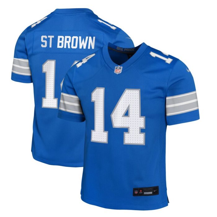 Amon-Ra St. Brown Detroit Lions Youth Team Player Game Jersey - Blue