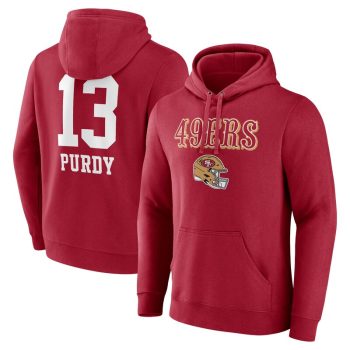 Brock Purdy San Francisco 49ers Team Wordmark Player Name & Number Pullover Hoodie - Scarlet