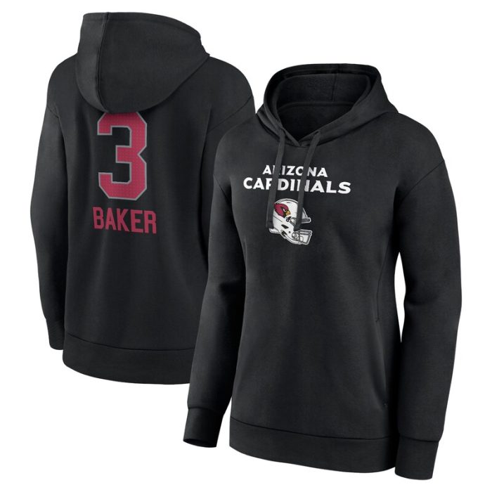 Budda Baker Arizona Cardinals Women's Team Wordmark Player Name & Number Pullover Hoodie - Black