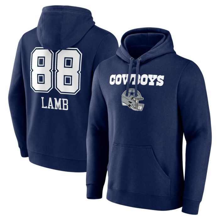 CeeDee Lamb Dallas Cowboys Team Wordmark Player Name & Number Pullover Hoodie - Navy