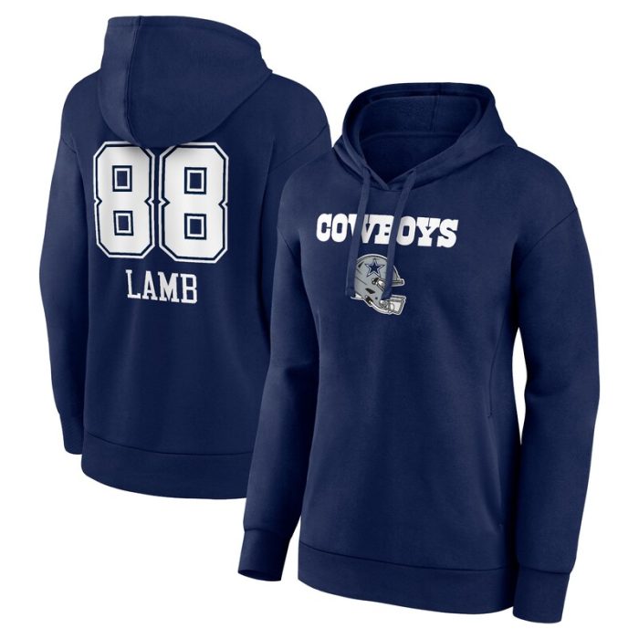 CeeDee Lamb Dallas Cowboys Women's Team Wordmark Player Name & Number Pullover Hoodie - Navy