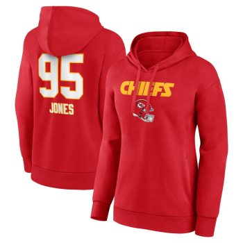 Chris Jones Kansas City Chiefs Women's Wordmark Player Name & Number Pullover Hoodie - Red