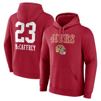 Christian McCaffrey San Francisco 49ers Team Wordmark Player Name & Number Pullover Hoodie - Scarlet