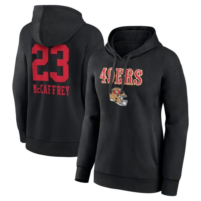 Christian McCaffrey San Francisco 49ers Women's Wordmark Player Name & Number Pullover Hoodie - Black