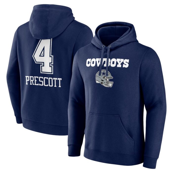 Dak Prescott Dallas Cowboys Team Wordmark Player Name & Number Pullover Hoodie - Navy