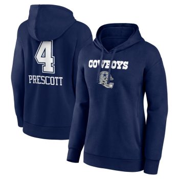 Dak Prescott Dallas Cowboys Women's Team Wordmark Player Name & Number Pullover Hoodie - Navy