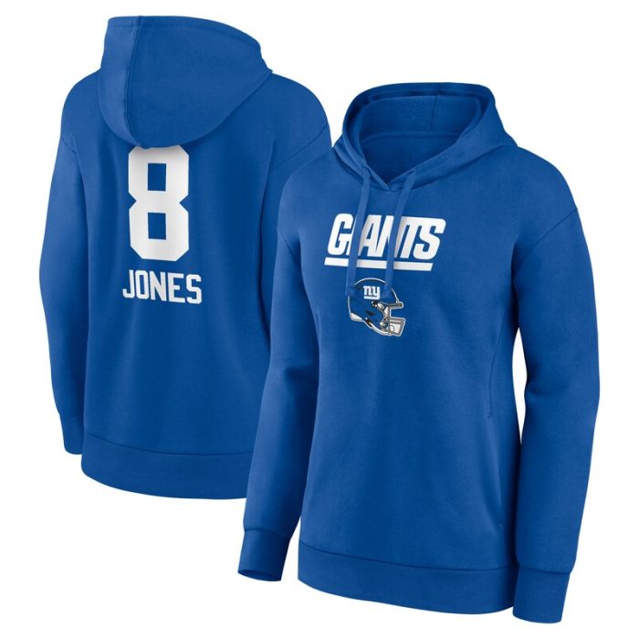 Daniel Jones New York Giants Women's Team Wordmark Player Name & Number Pullover Hoodie - Royal