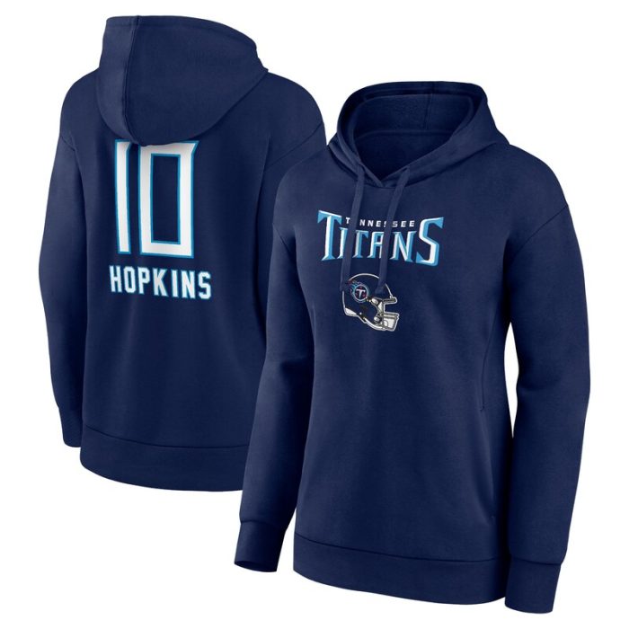 DeAndre Hopkins Tennessee Titans Women's Team Wordmark Player Name & Number Pullover Hoodie - Navy