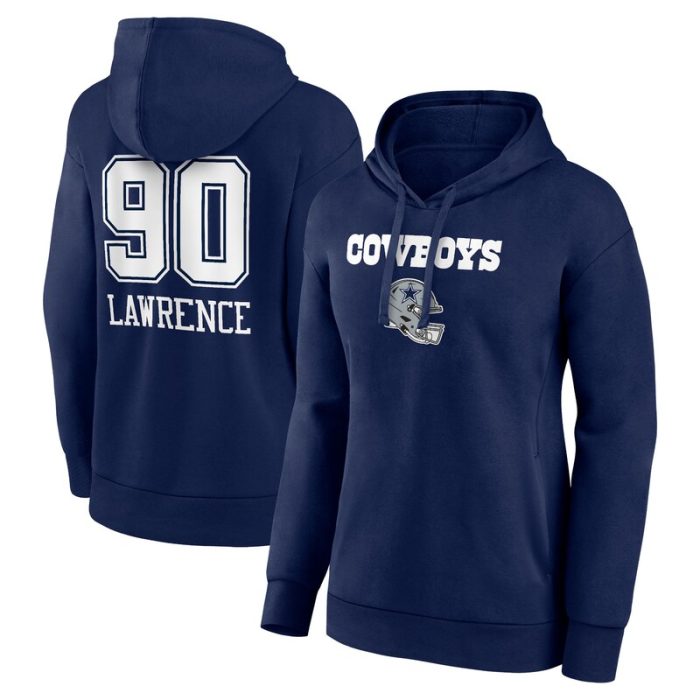 DeMarcus Lawrence Dallas Cowboys Women's Wordmark Player Name & Number Pullover Hoodie - Navy