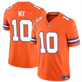 Denver Broncos #10 Bo Nix Orange F.U.S.E. Mile High Collection 1977 Throwback Vapor Limited Football Stitched Jersey