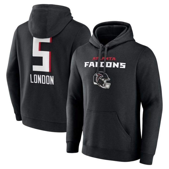 Drake London Atlanta Falcons Team Wordmark Player Name & Number Pullover Hoodie - Black