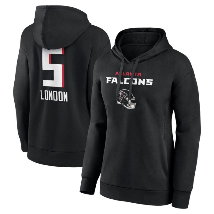 Drake London Atlanta Falcons Women's Team Wordmark Player Name & Number Pullover Hoodie - Black