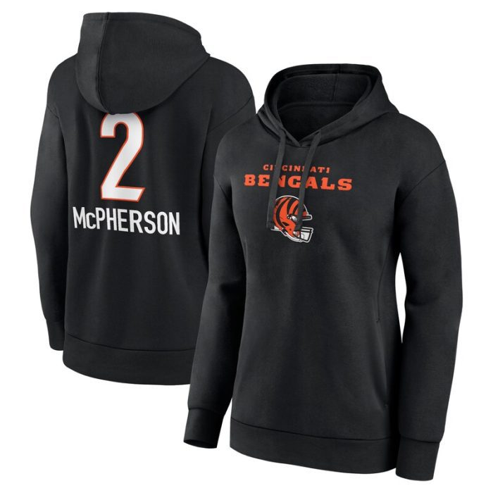 Evan McPherson Cincinnati Bengals Women's Team Wordmark Player Name & Number Pullover Hoodie - Black