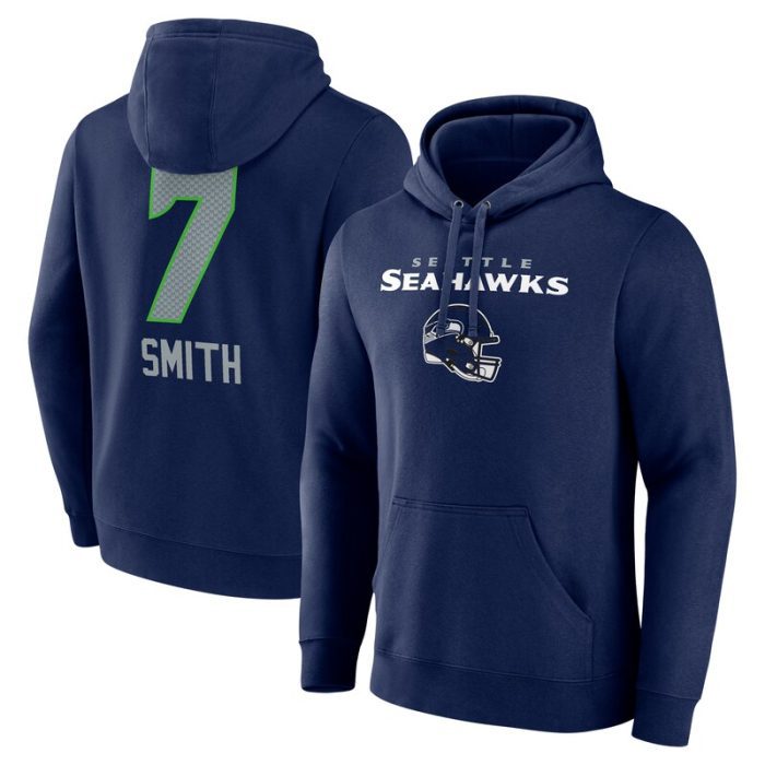 Geno Smith Seattle Seahawks Team Wordmark Player Name & Number Pullover Hoodie - College Navy