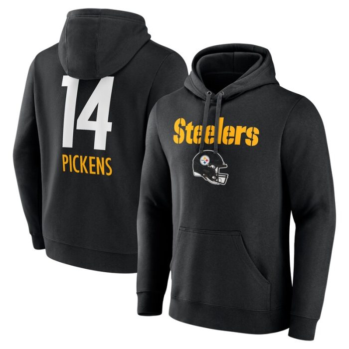 George Pickens Pittsburgh Steelers Team Wordmark Player Name & Number Pullover Hoodie - Black