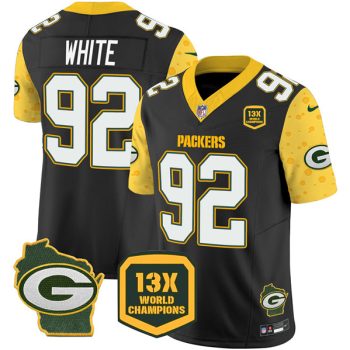 Green Bay Packers #92 Reggie White Black 2024 F.U.S.E. 13 Time World Champions And Home Patch Vapor Untouchable Limited Football Stitched Jersey