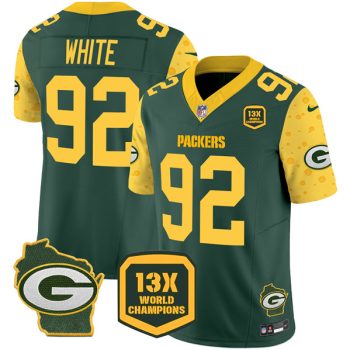 Green Bay Packers #92 Reggie White Green 2024 F.U.S.E. 13 Time World Champions And Home Patch Vapor Untouchable Limited Football Stitched Jersey