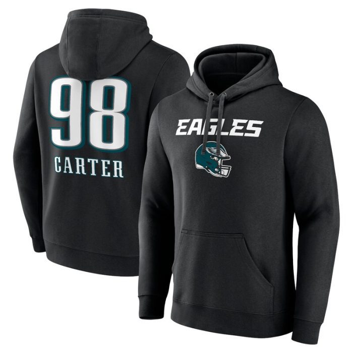 Jalen Carter Philadelphia Eagles Wordmark Player Name & Number Pullover Hoodie - Black