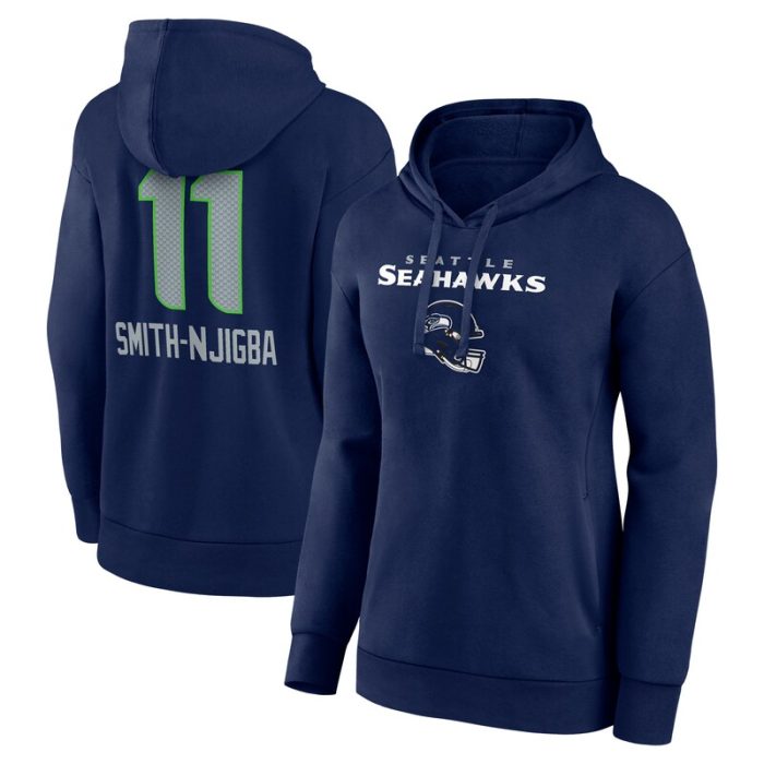 Jaxon Smith-Njigba Seattle Seahawks Women's Team Wordmark Player Name & Number Pullover Hoodie - College Navy