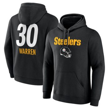 Jaylen Warren Pittsburgh Steelers Team Wordmark Player Name & Number Pullover Hoodie - Black