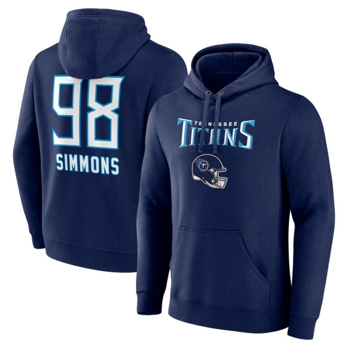 Jeffery Simmons Tennessee Titans Team Wordmark Player Name & Number Pullover Hoodie - Navy