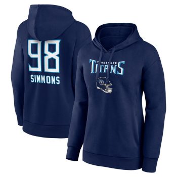 Jeffery Simmons Tennessee Titans Women's Team Wordmark Player Name & Number Pullover Hoodie - Navy