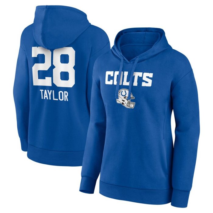 Jonathan Taylor Indianapolis Colts Women's Team Wordmark Player Name & Number Pullover Hoodie - Royal