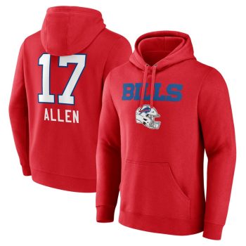 Josh Allen Buffalo Bills Team Wordmark Player Name & Number Pullover Hoodie - Red