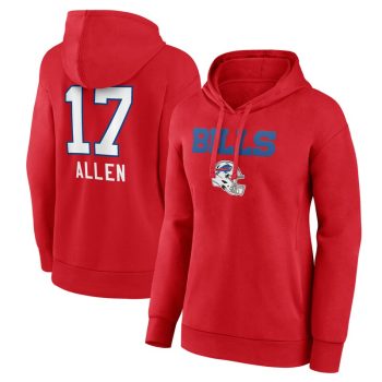 Josh Allen Buffalo Bills Women's Team Wordmark Player Name & Number Pullover Hoodie - Red