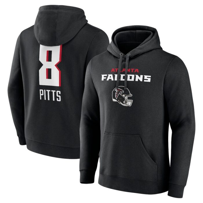 Kyle Pitts Atlanta Falcons Team Wordmark Player Name & Number Pullover Hoodie - Black