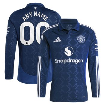 Manchester United 2024/25 Away Replica Long Sleeve Custom Jersey - Navy