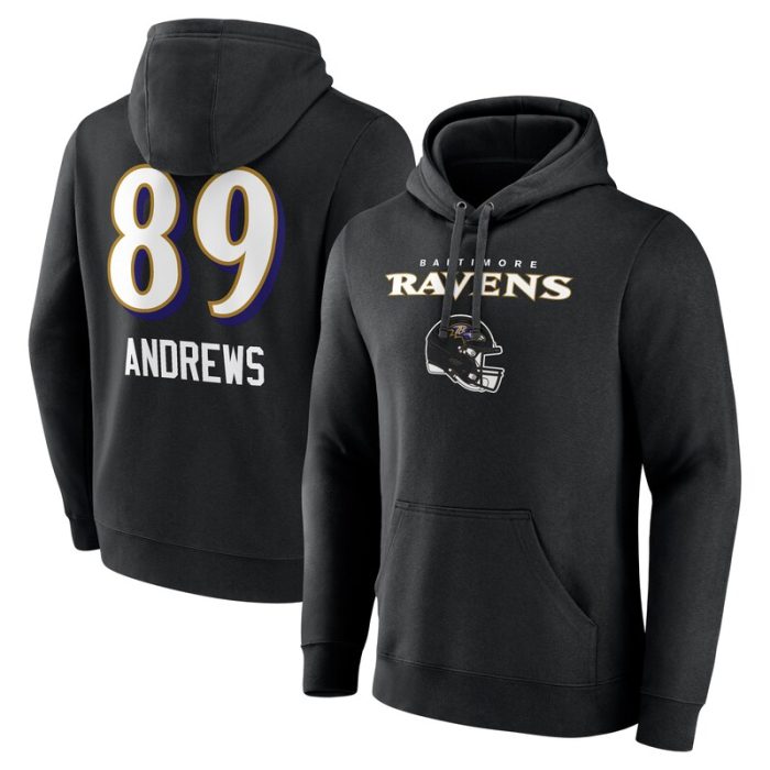 Mark Andrews Baltimore Ravens Team Wordmark Player Name & Number Pullover Hoodie - Black