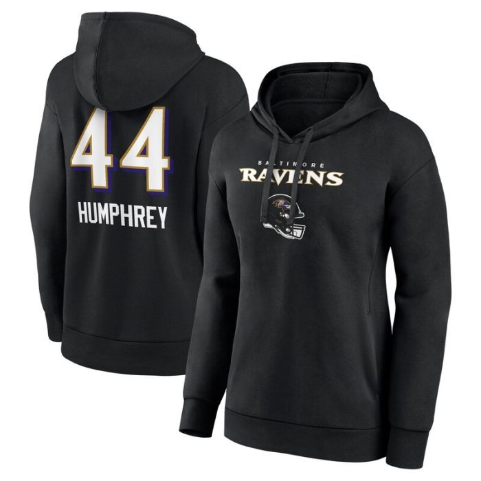 Marlon Humphrey Baltimore Ravens Women's Team Wordmark Player Name & Number Pullover Hoodie - Black