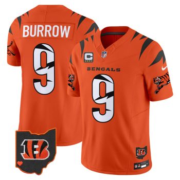 Men's Cincinnati Bengals #9 Joe Burrow Orange F.U.S.E. With 4-Star C Patch Special Vapor Untouchable Limited Football Stitched Jersey