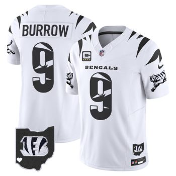 Men's Cincinnati Bengals #9 Joe Burrow White Limited F.U.S.E. With 4-Star C Patch Special Vapor Untouchable Limited Football Stitched Jersey