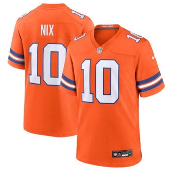 Men's Denver Broncos #10 Bo Nix Orange Mile High Collection F.U.S.E. 1977 Throwback Stitched Game Jersey