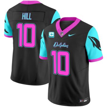 Men's Miami Dolphins #10 Tyreek Hill Black F.U.S.E. With 1-Star C Patch "Miami Vice" Vapor Limited Football Stitched Jersey