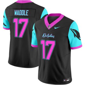 Men's Miami Dolphins #17 Jaylen Waddle Black F.U.S.E. "Miami Vice" Vapor Limited Football Stitched Jersey