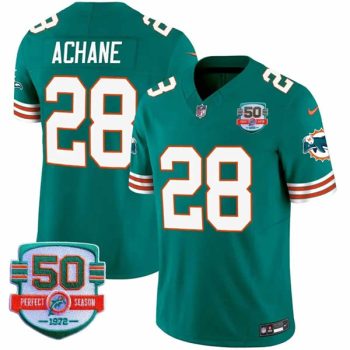 Miami Dolphins #28 De'Von Achane Aqua F.U.S.E With 50th Perfect Season Patch Vapor Limited Football Stitched Jersey