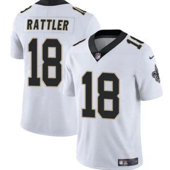 New Orleans Saints #18 Spencer Rattler White Vapor Limited Football Stitched Jersey