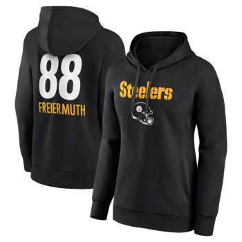 Pat Freiermuth Pittsburgh Steelers Women's Team Wordmark Player Name & Number Pullover Hoodie - Black